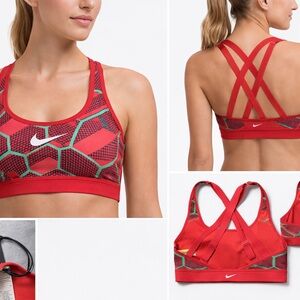 Nike Women's Red and Black Patterned Sports Bra